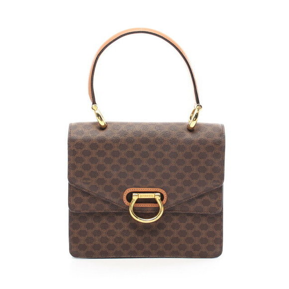 Celine Macadam Handbag Leather Brown Beige - Picture 1 of 7